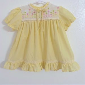 Vintage Baby Girl Yellow Dress, Size 6-9M